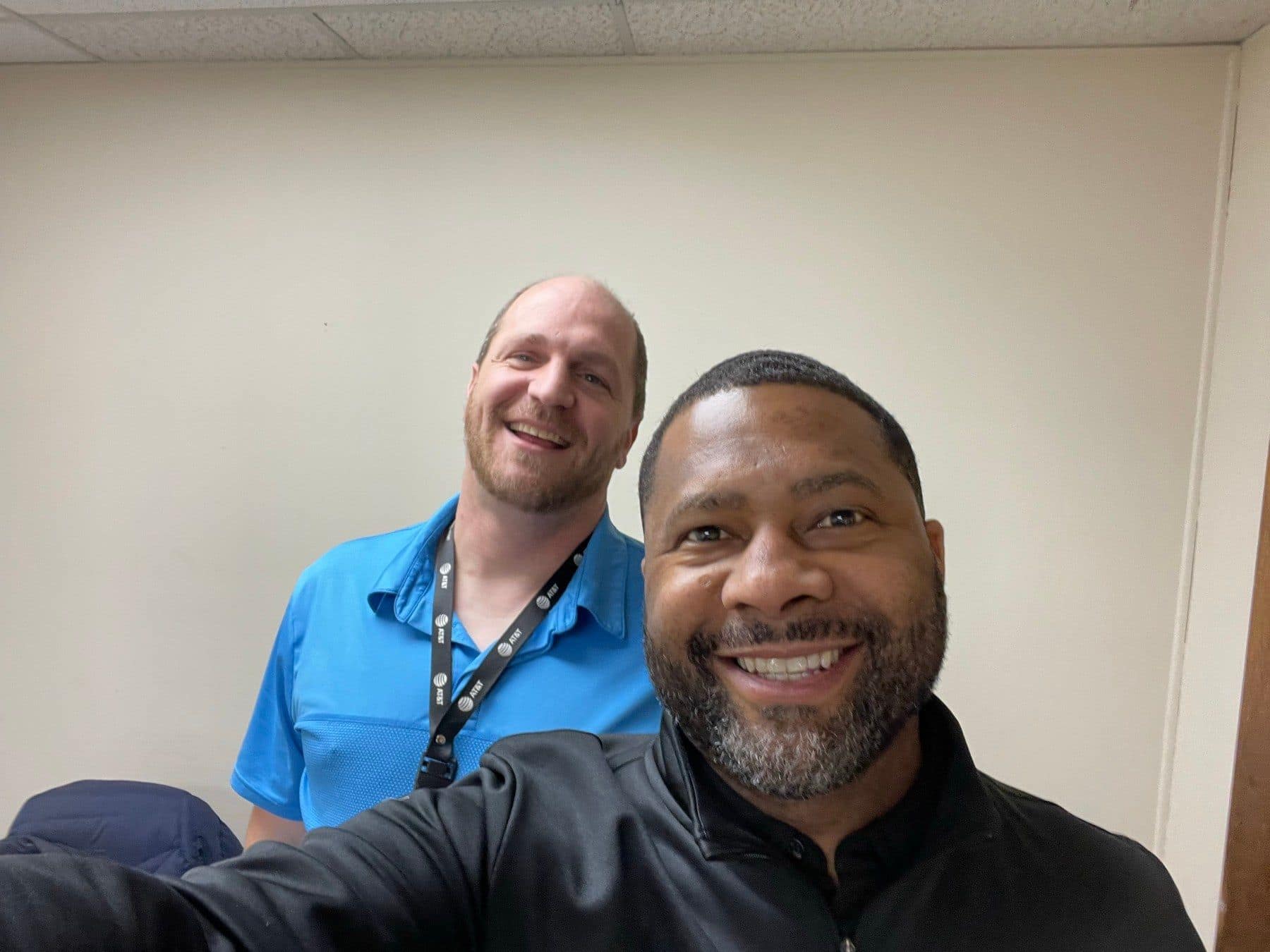 Gavin Brooks with a colleague from the AT&T Business Fiber team