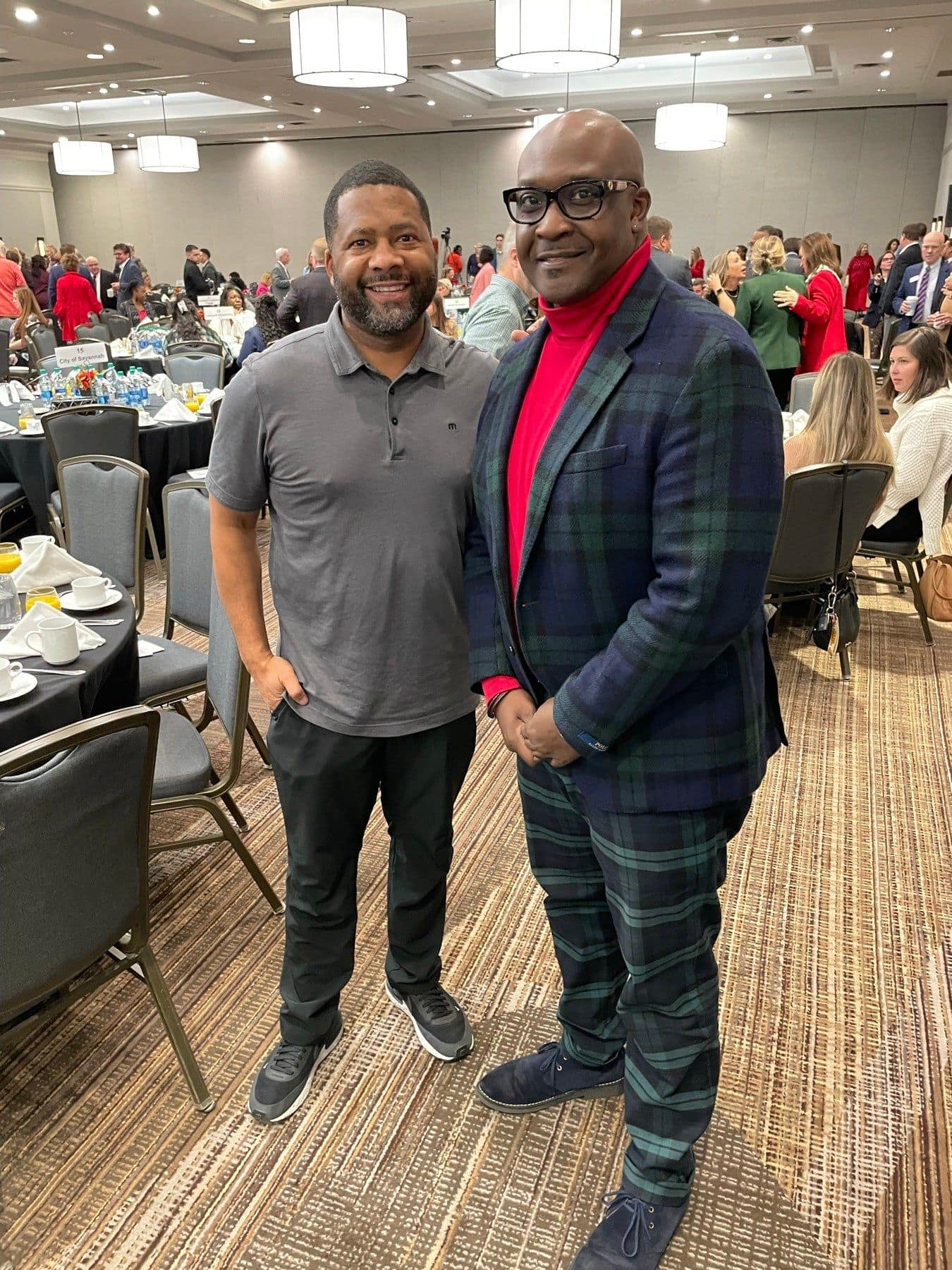 Gavin Brooks with a colleague at a business conference