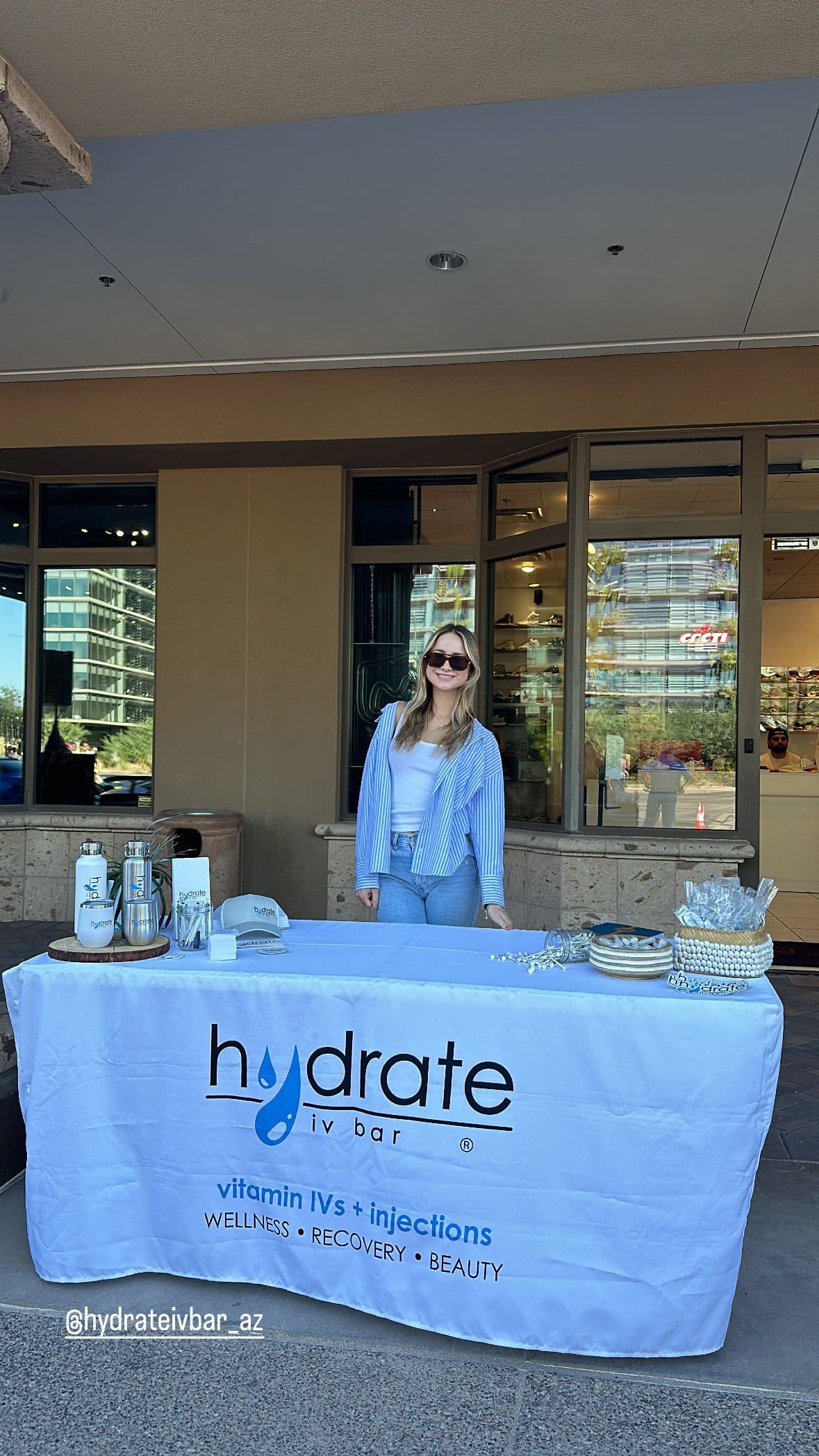 A vendor table for Hydrate IV Bar